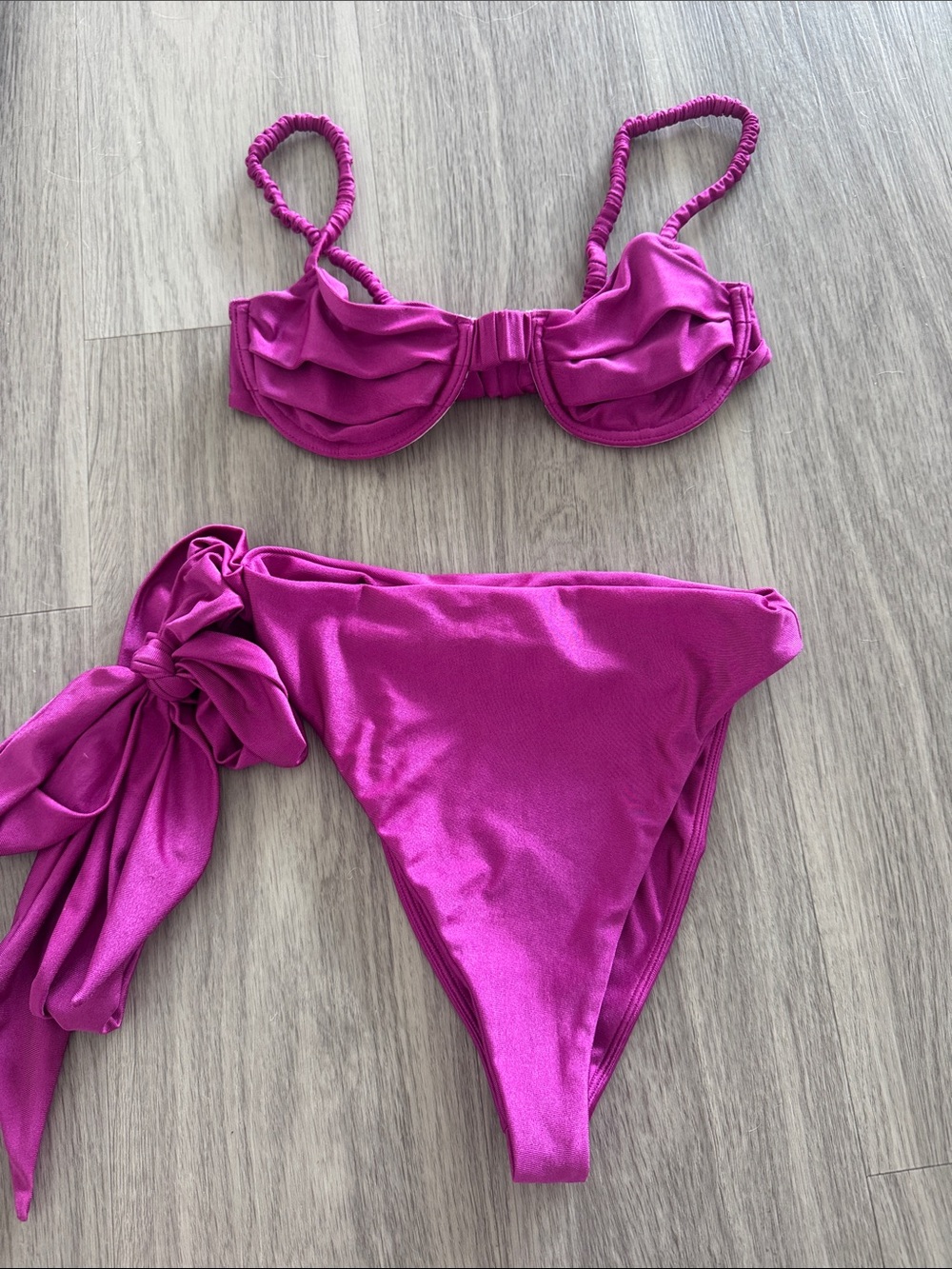 Tularosa Magenta Ruched Bikini Set - XS top and small bottom